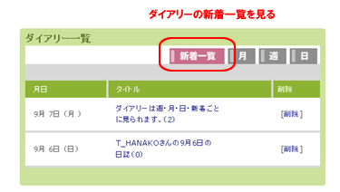ダイアリー（日誌）を見る