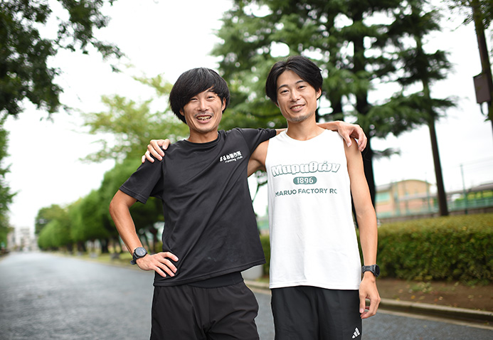 ランニング食堂こと山田祐生さん（左）とまるお製作所部長ヒロこと山田泰生さん（右）