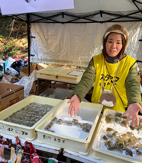 こがね橋のエイドでいただいた「松崎の桜葉餅」がとても美味しかったです