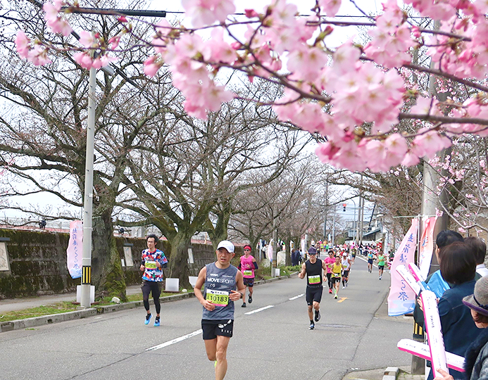 40km過ぎ、ゴールに向かって走るランナーたち